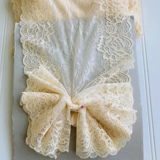 Kitcheniva 8.5" Wide Stretch Apricot Embroidered Border Lace {2}