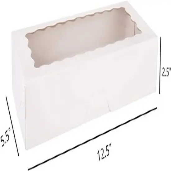 12.5" x 5.5" x 2.5" White Bakery Boxes with Window Pastry Boxes for Strawberries, Cookies and Desserts {3}