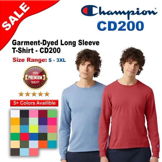 Champion&reg; Garment-Dyed Long Sleeve T-Shirt Navy {2}