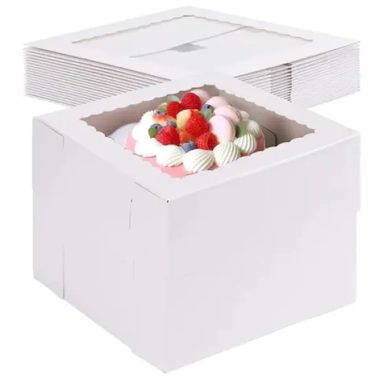 8" x 8" x 8" White Tall Layer Cake Bakery Boxes with Window Pastry Boxes {1}