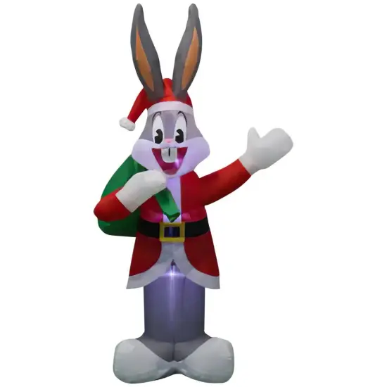6' Gemmy Airblown Inflatable Christmas Bugs Bunny In Santa Suit Yard Decoration 882372 {1}