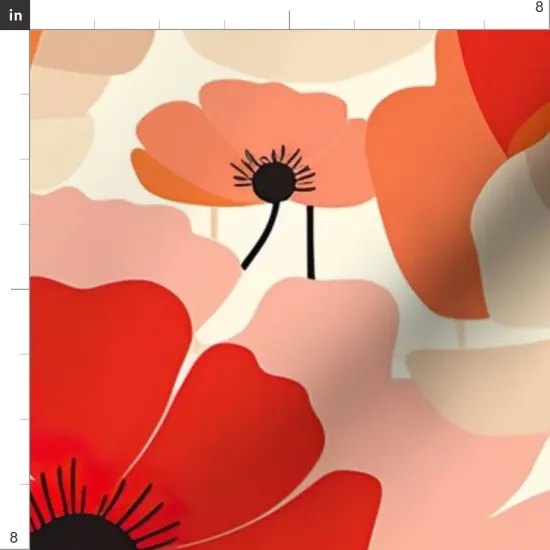 Various Fabrics by the Yard or Fat Quarter Flowers Modern Poppies Pinks Botanical Minimalist Finnish Floral Print Poppy Field Scandi Large Scale Retro Vintage Custom Printed Fabric by Spoonflower {4}