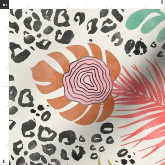 Various Fabrics by the Yard or Fat Quarter Tropical Feathers Pink Green Yellow Peacock Leopard Large Scale Custom Printed Fabric by Spoonflower {4}