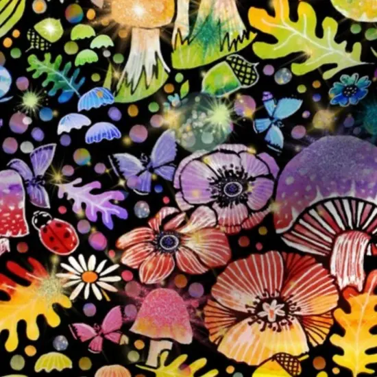 Various Fabrics by the Yard or Fat Quarter Rainbow Mushrooms Colorful Sunflower Anemone Botanical Woodland Red Blue Custom Printed Fabric by Spoonflower {7}