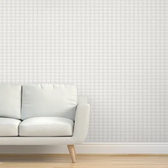 Peel & Stick Wallpaper 2FT Wide Grey Tartan Cottagecore Farmhouse Neutral Coastal Gray Plaid Boho Chic Calm Tranquil Custom Removable Wallpaper by Spoonflower {5}
