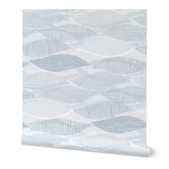 Peel & Stick Wallpaper 2FT Wide Blue Gray Waves Large Scale Neutral Geometric Abstract Ocean Modern Beach Home Custom Removable Wallpaper by Spoonflower {7}