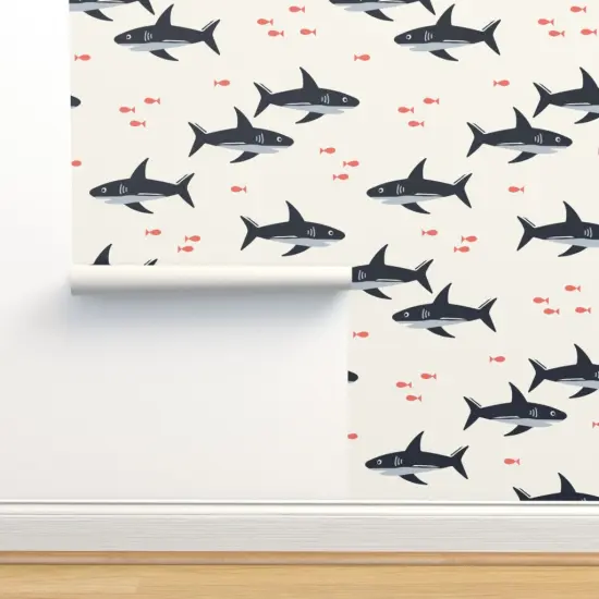 Peel & Stick Wallpaper 2FT Wide Ocean Under The Sea Marine Life Nautical Beach Waves Sharks Fish Custom Removable Wallpaper by Spoonflower {2}