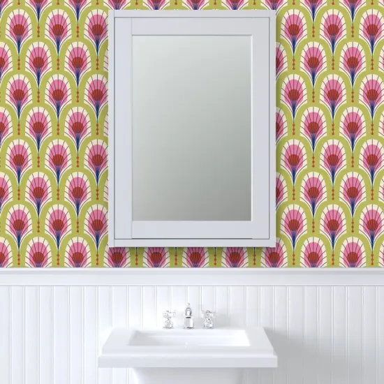 Peel & Stick Wallpaper 2FT Wide Animal Print Art Deco Bold Modern Feathers Custom Removable Wallpaper by Spoonflower {6}