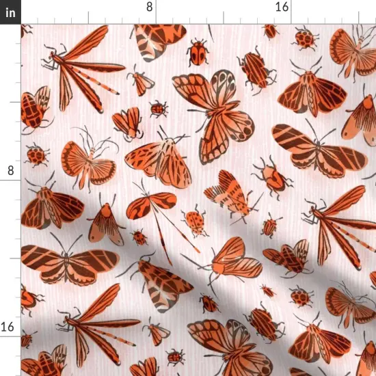 Various Fabrics by the Yard or Fat Quarter Orange Bugs Retro Vintage Large Scale Fifties Style On Pink Butterfly Beetle Custom Printed Fabric by Spoonflower {2}