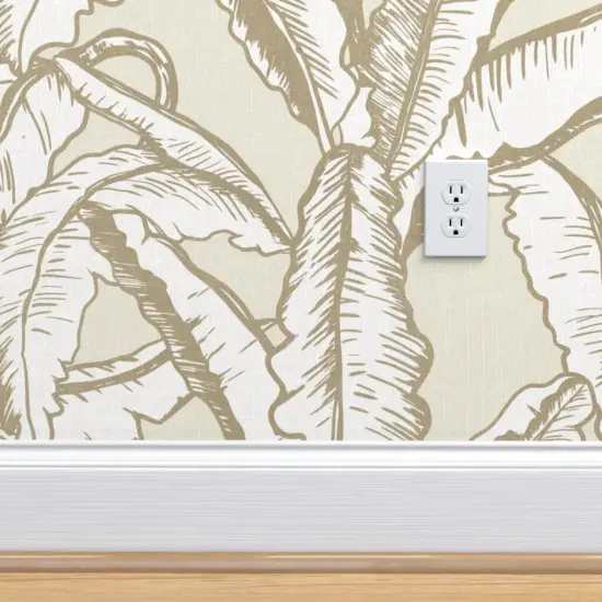 Pre-Pasted Wallpaper 2FT Wide Nature Minimal Tropical Flora Custom Pre-pasted Wallpaper by Spoonflower {4}