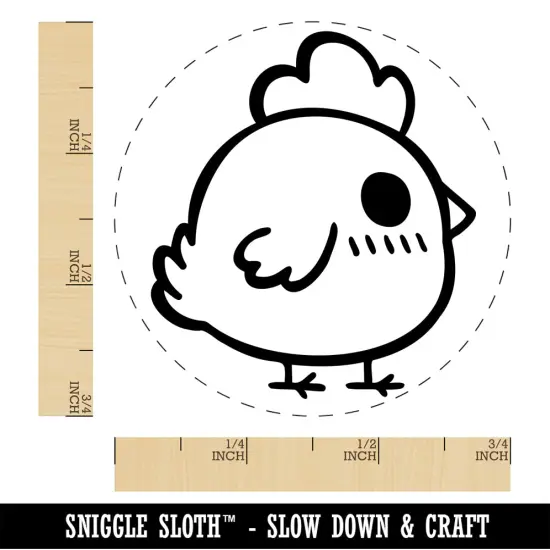 Cute Kawaii Blushing Chicken Chicken Egg Rubber Stamp {1}
