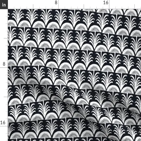 Various Fabrics by the Yard or Fat Quarter Block Print Black And White Botanical Arch Leaves Rustic Custom Printed Fabric by Spoonflower {2}