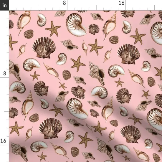 Various Fabrics by the Yard or Fat Quarter Shells Under The Sea Ocean Nautical Beach Coastal Starfish Nautilus Marine Life Crustaceans Custom Printed Fabric by Spoonflower {2}