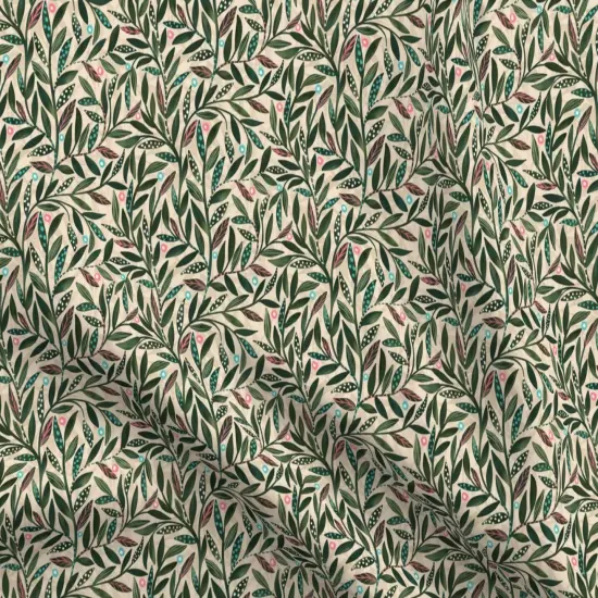 Various Fabrics by the Yard or Fat Quarter Modern Botanical Abstract Leaves Dots Green Vines Sage Olive Custom Printed Fabric by Spoonflower {5}