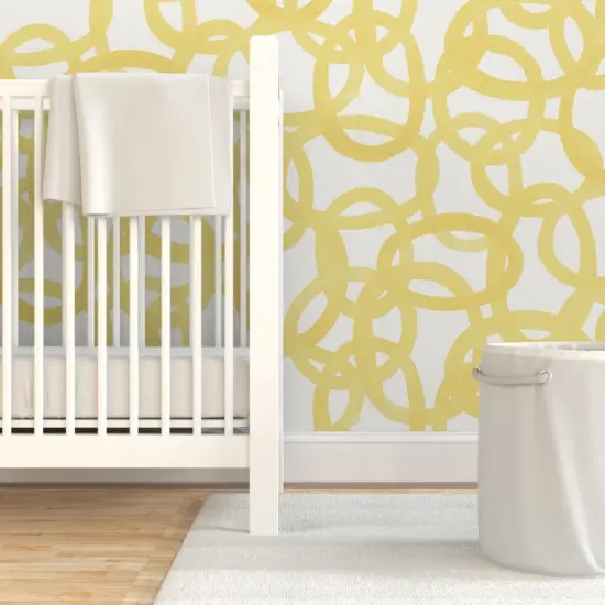 Pre-Pasted Wallpaper 2FT Wide Yellow Graffiti Large Scale Butter Whimsical Custom Pre-pasted Wallpaper by Spoonflower {7}