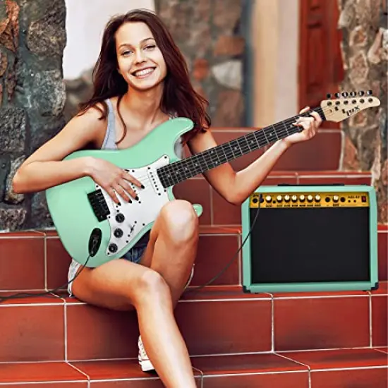 LyxPro Electric Guitar Amp, 40 Watt Portable Amplifier Green {6}