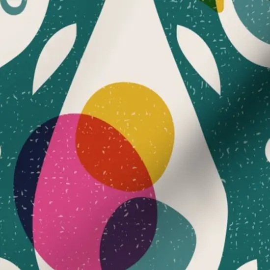 Various Fabrics by the Yard or Fat Quarter Modern Retro Abstract Mid Century Mod Bird Feather Dark Green Custom Printed Fabric by Spoonflower {7}