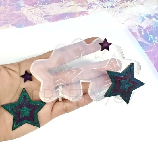 Stars 2D Dangle Earring Mold with Stars Studs (D2) {1}