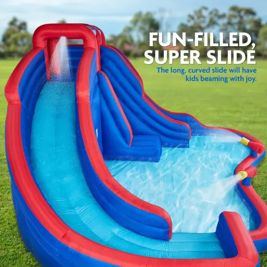Sunny & Fun Inflatable Kids Backyard Double Water Slide Park with Pool {3}