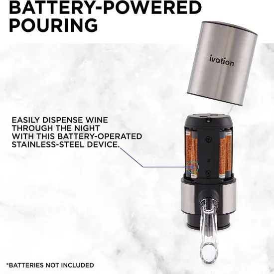 Ivation Stainless Steel Wine Aerator and Dispenser Spout, Electric Wine Pourer and Stopper {4}