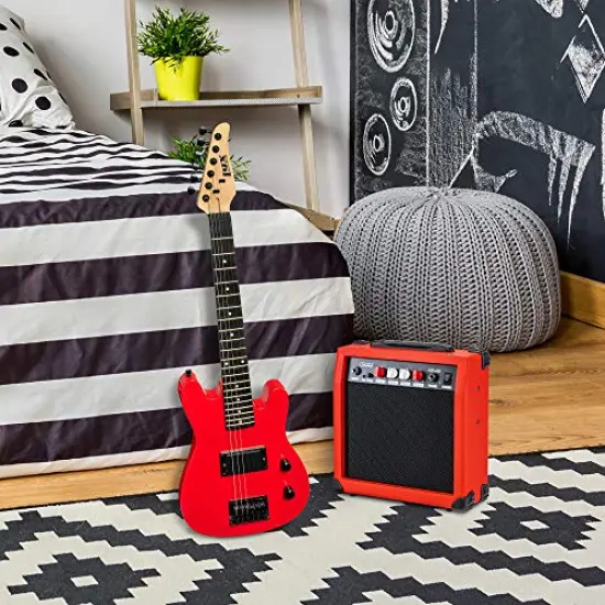 LyxPro 30" Stratocaster Electric Guitar Beginner Kit - Blue {5}