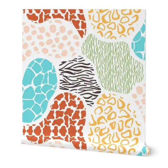 Peel & Stick Wallpaper 2FT Wide Abstract Jungle Animal Nature Zebra Leopard Cow Kitsch Custom Removable Wallpaper by Spoonflower {7}