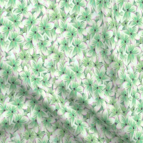 Various Fabrics by the Yard or Fat Quarter Floral Light Green Ditsy Botanical Frangipani Hawaii Custom Printed Fabric by Spoonflower {5}