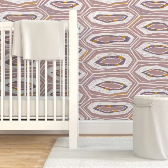 Pre-Pasted Wallpaper 2FT Wide Tortoiseshell Geometric Bold Abstract Hand Drawn Animal Print Hexagon Custom Pre-pasted Wallpaper by Spoonflower {7}