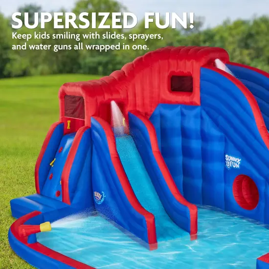 Sunny & Fun Inflatable Kids Backyard Water Slide Park w/Slides & Pool {5}