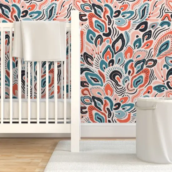 Pre-Pasted Wallpaper 2FT Wide Animal Print Abstract Insect Butterflies Wing Custom Pre-pasted Wallpaper by Spoonflower {7}