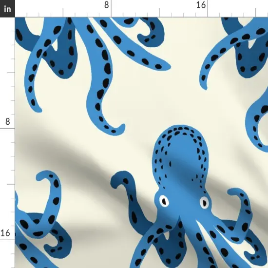 Various Fabrics by the Yard or Fat Quarter Whimsical Octopi Large Scale Coastal Nautical Beach Vacation Sea Life Custom Printed Fabric by Spoonflower {2}
