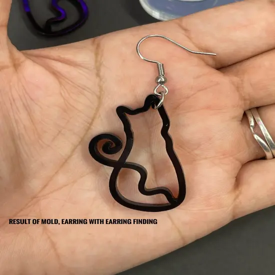 Cat Dangle Earring Silicone Mold Option 2 (D5) {2}