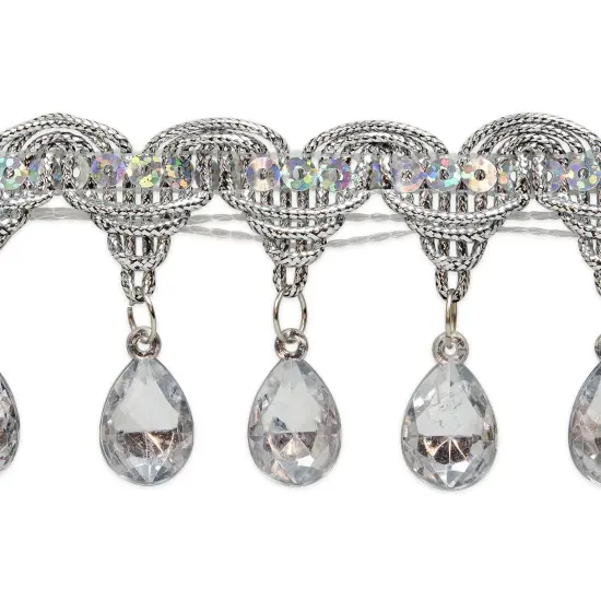 5yards of Genie Dance Teardrop Rhinestone Trim | 5 yard cut Silver {1}