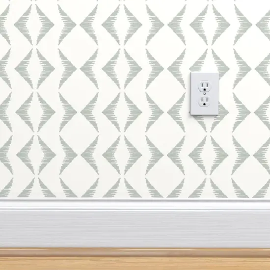 Peel & Stick Wallpaper 2FT Wide Boho Sage Stripe Southwestern Rustic Ikat Diamond Custom Removable Wallpaper by Spoonflower {4}