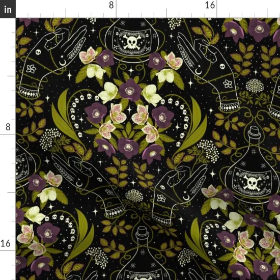 Various Fabrics by the Yard or Fat Quarter Gothic Celestial Witchy Poisonous Plants Hands Magical Custom Printed Fabric by Spoonflower {2}