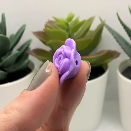 4, 20 or 50 Pieces: Purple Chunky Rose Flower Beads {5}