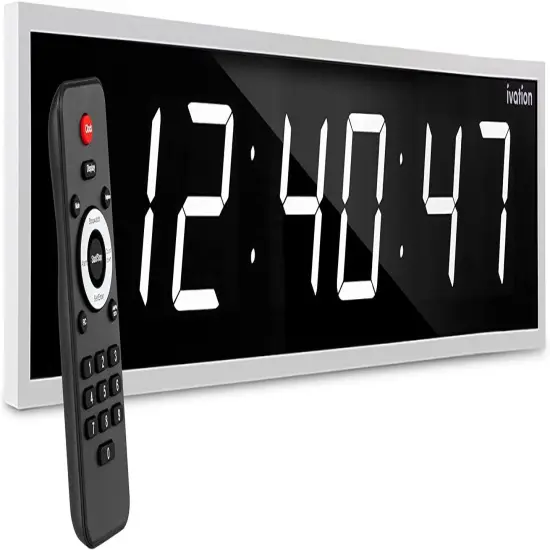 Ivation Huge 48" inch Digital LED Clock with Stopwatch, Alarms, Timer & Temp White {1}