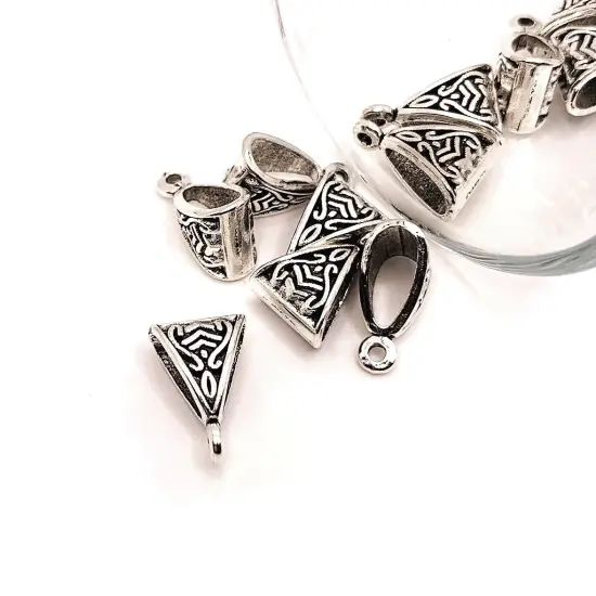 4, 20 or 50 Pieces: Silver Triangle Jewelry Bails {1}
