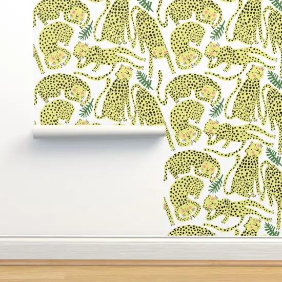 Peel & Stick Wallpaper 2FT Wide Animal Print Cheetah Leopard Jaguar Jungle Cute Kids Room Cats Tropical Safari Custom Removable Wallpaper by Spoonflower {2}