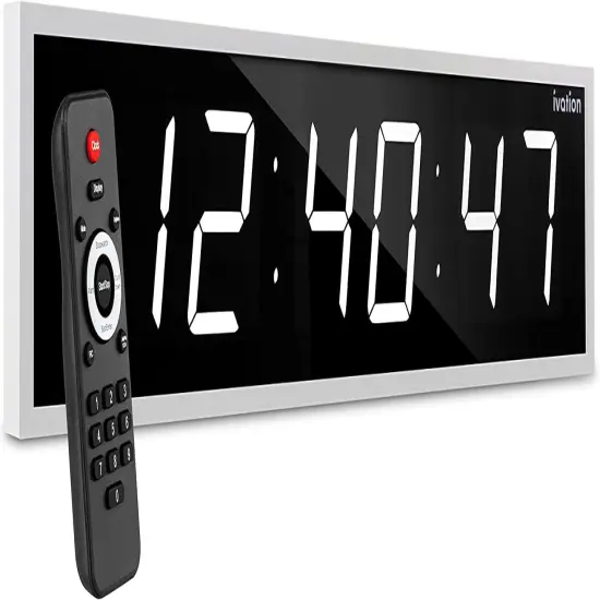 Ivation 36 in. Large Digital Wall Clock, LED Digital Clock with Timer and Alarm White {1}