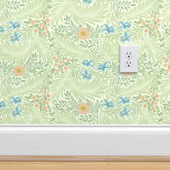 Peel & Stick Wallpaper 2FT Wide William Morris Green Floral Botanical Mid Century William Morris Custom Removable Wallpaper by Spoonflower {4}