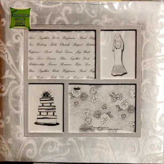 Pioneer Easy Load 12 x 12 Luxury White Baroque Fabric Wedding Album {1}