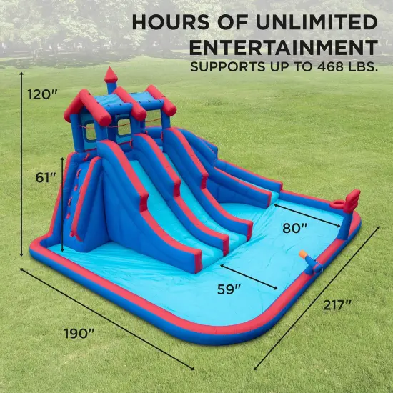 Sunny & Fun Inflatable Kids Backyard Triple Water Slide Castle Park {2}