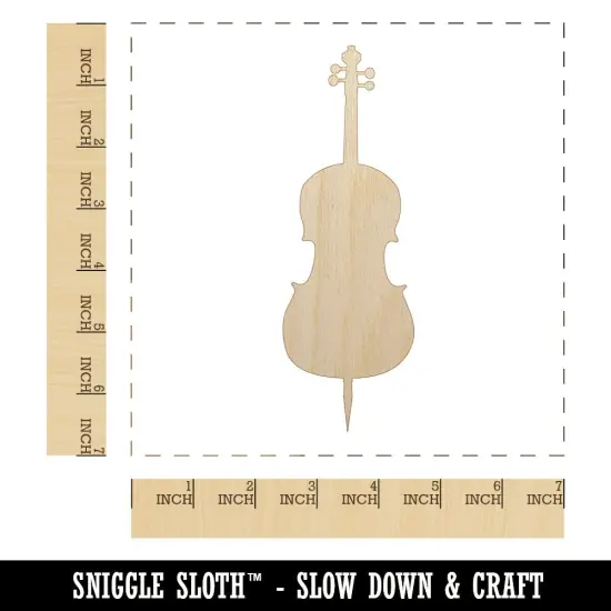 Cello Music Instrument Silhouette Unfinished Wood Shape Piece Cutout for DIY Craft Projects {1}