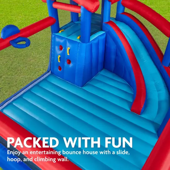 Sunny & Fun Bounce House, Inflatable Bouncy House with Slide with Included Air Pump & Carrying Case Blue {3}