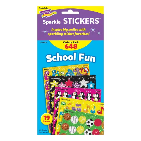 School Fun Sparkle Stickers&reg; Variety Pack, 648 Per Pack, 2 Packs {3}