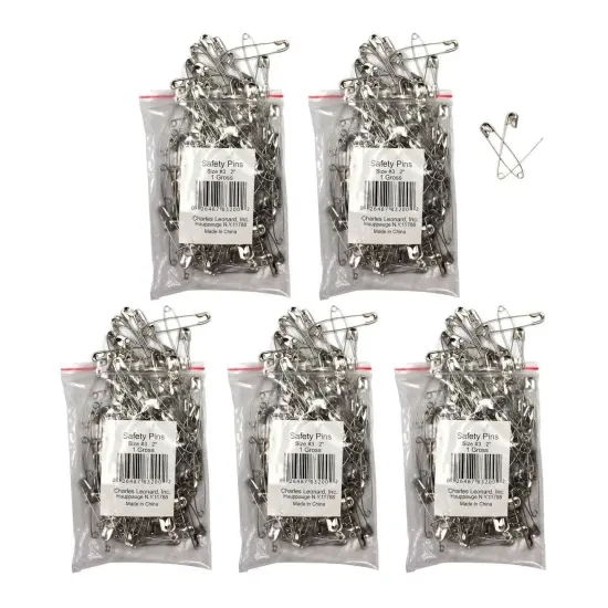 Safety Pins 2", 144 Per Pack, 5 Packs {1}