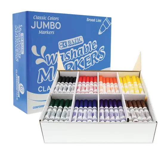 Washable Markers, Jumbo Classroom Pack, 200 Count, 8 Colors {1}