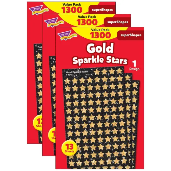 Gold Sparkle Stars superShapes Value Pack, 1300 Per Pack, 3 Packs {1}