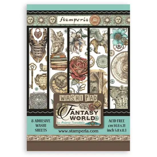 Stamperia A5 Washi pad 8/Pkg-Sir Vagabond In Fantasy World {1}